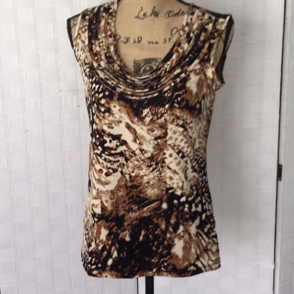 Western ConnectionSleeveless Shirt size Small color brown & cream         #272##